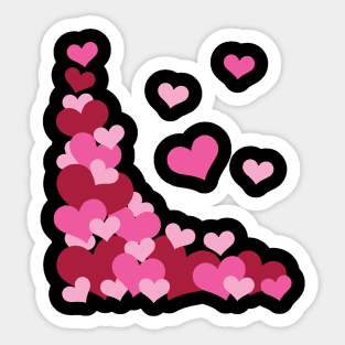 Hearts | Love | Pink | Black Sticker